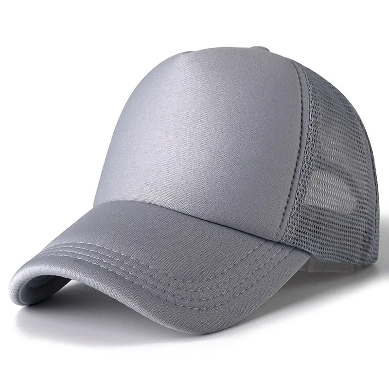 1 PCS Unisex Cap Casual Plain Mesh Baseball Cap Adjustable Snapback Hats For Women Men Hip Hop Trucker Cap Streetwear Dad Hat