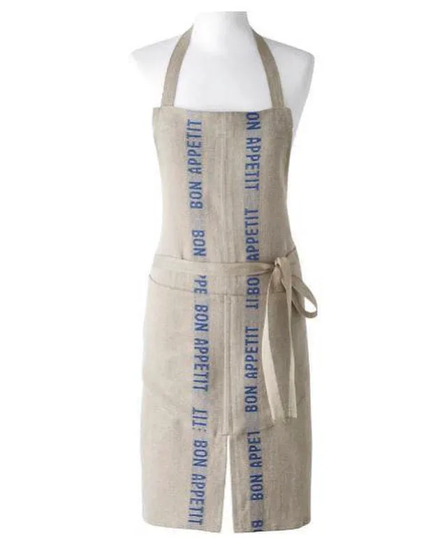 100% French Linen Apron with Bon Appetit in Blue by Charvet Editions