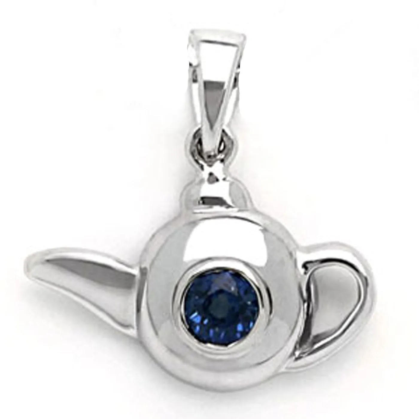 14k White Gold Sapphire Teakettle Pendant