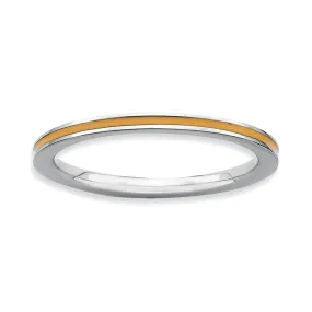 1.5mm Sterling Silver Stackable Orange Enameled Band