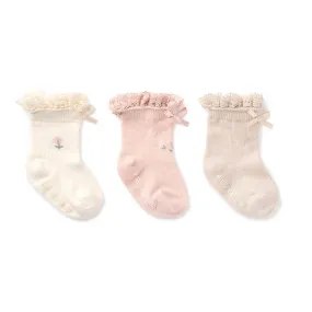 3 Pack Ankle Socks Floral