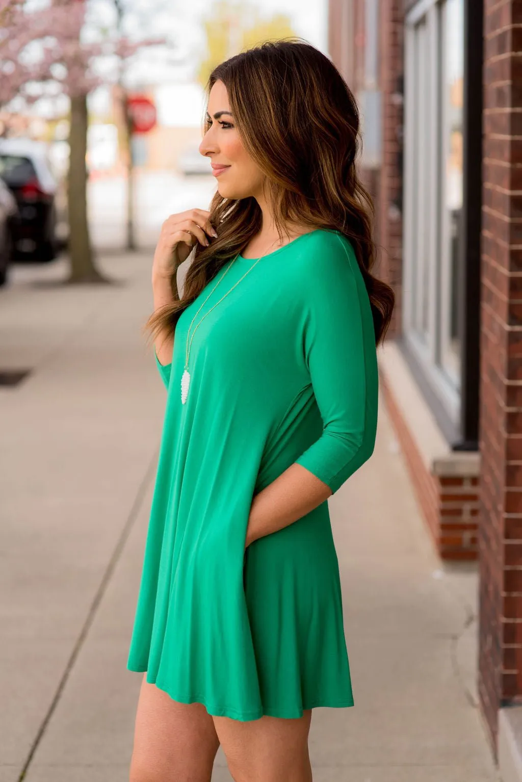 3/4 Sleeve Swing Tunic Dress