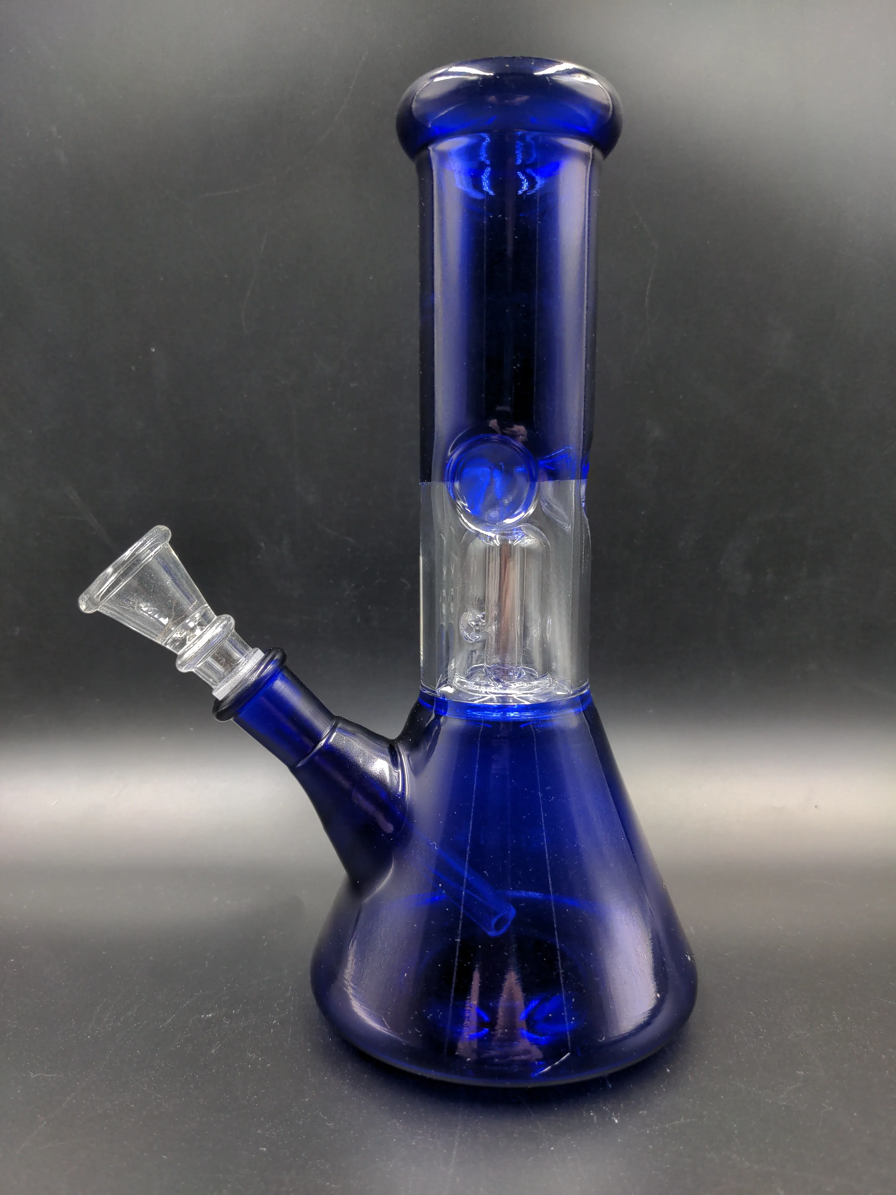 8 Blue Dome Beaker w/ One Piece Stem/Bowl