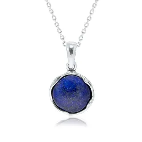 925 Sterling Silver Round Blue Lapis Lazuli 12mm Pendant