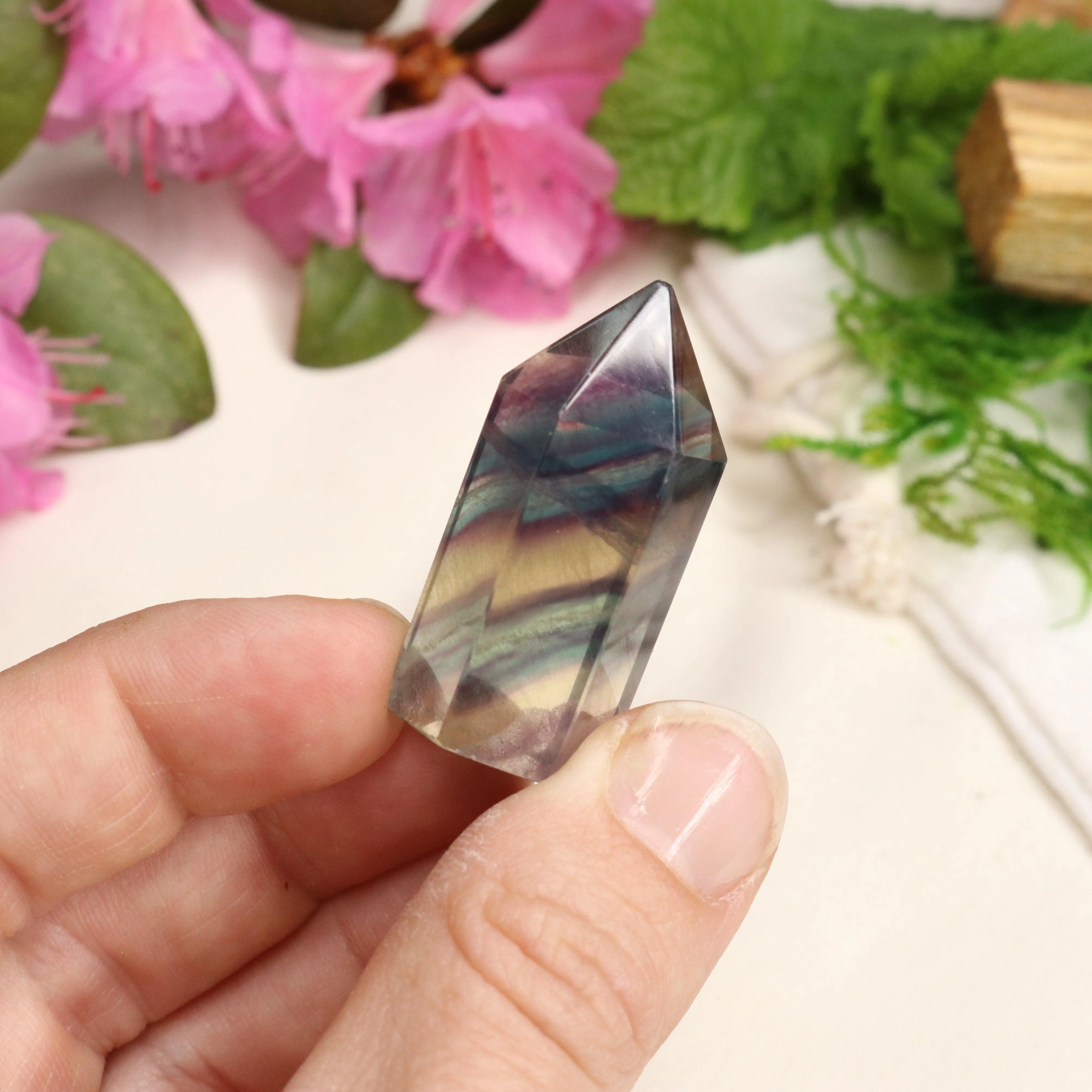 AA Grade Rainbow Fluorite Polished Mini Point #2