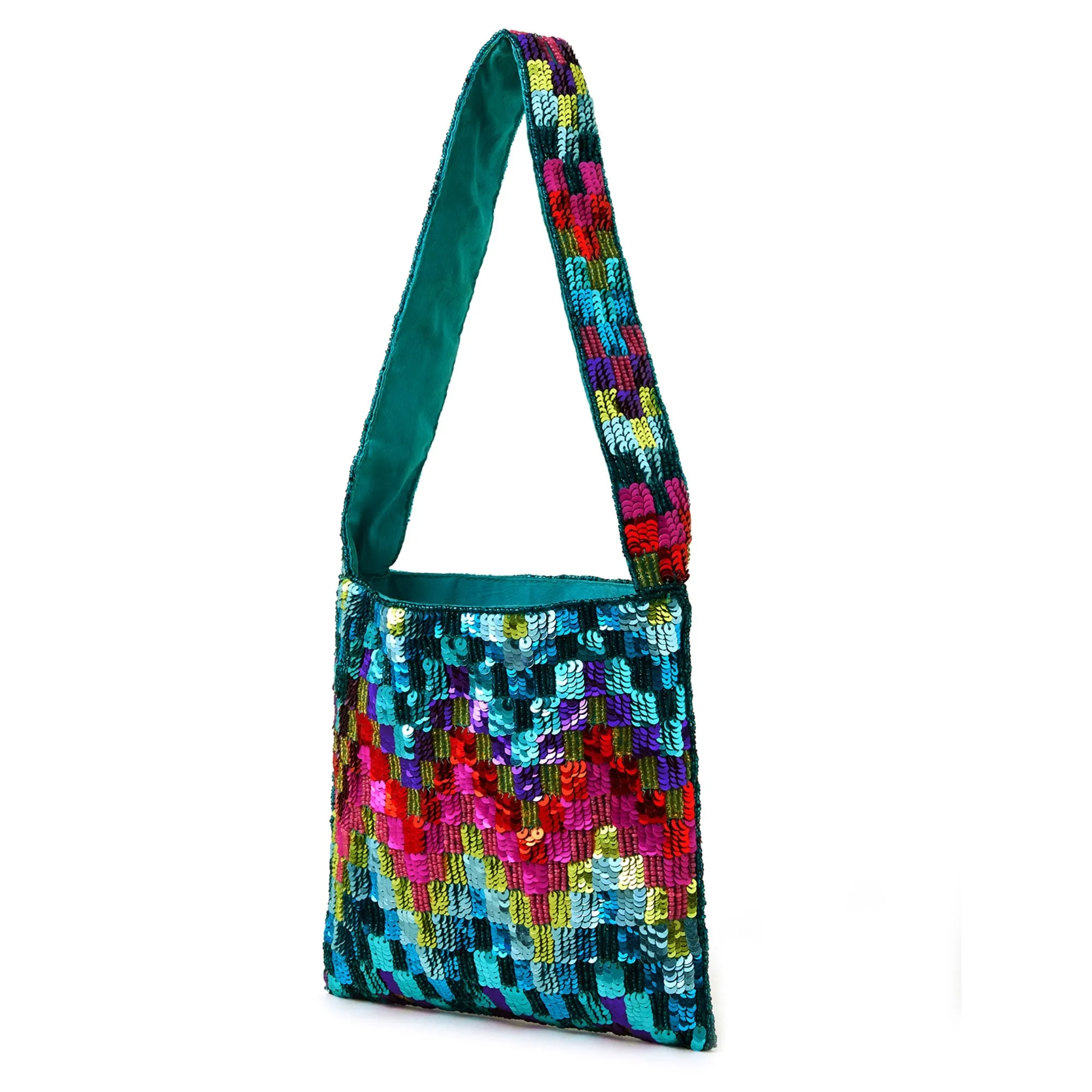 Accessorize London Women's Blue Sequin Zig Zag Bag