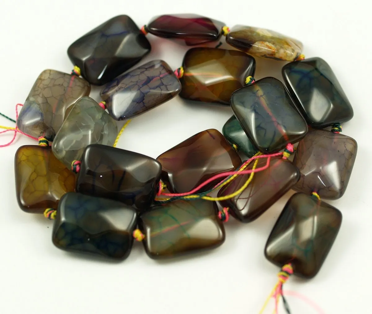 Agate Gemstone Beads, Colorful Dyed Agate 20x15 Mm Rectangle Faceted Gemstone Beads Full Strand G117 T021