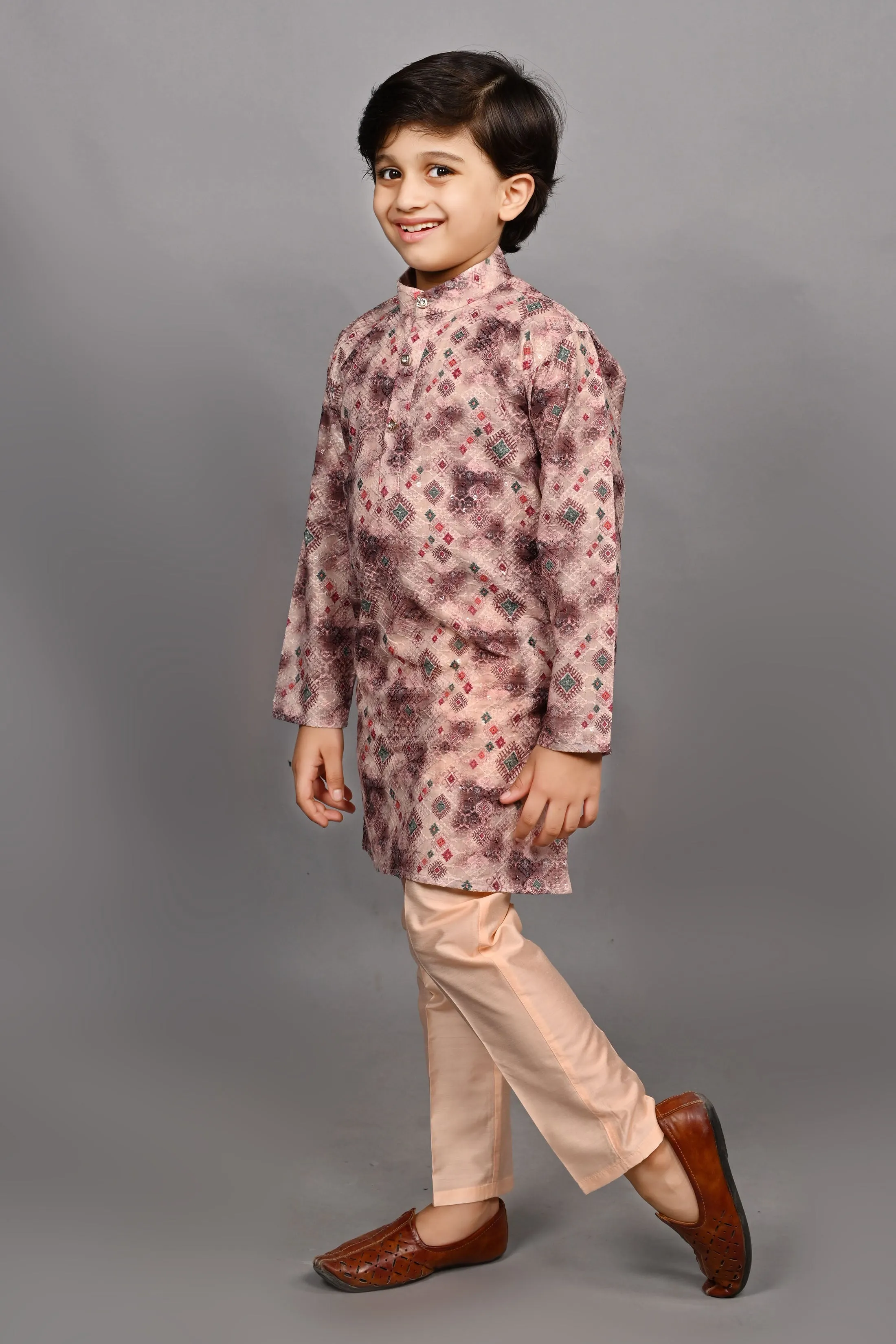 Ahhaaaa Kids Ethnic Cotton Printed Kurta Pajama Set for Boys