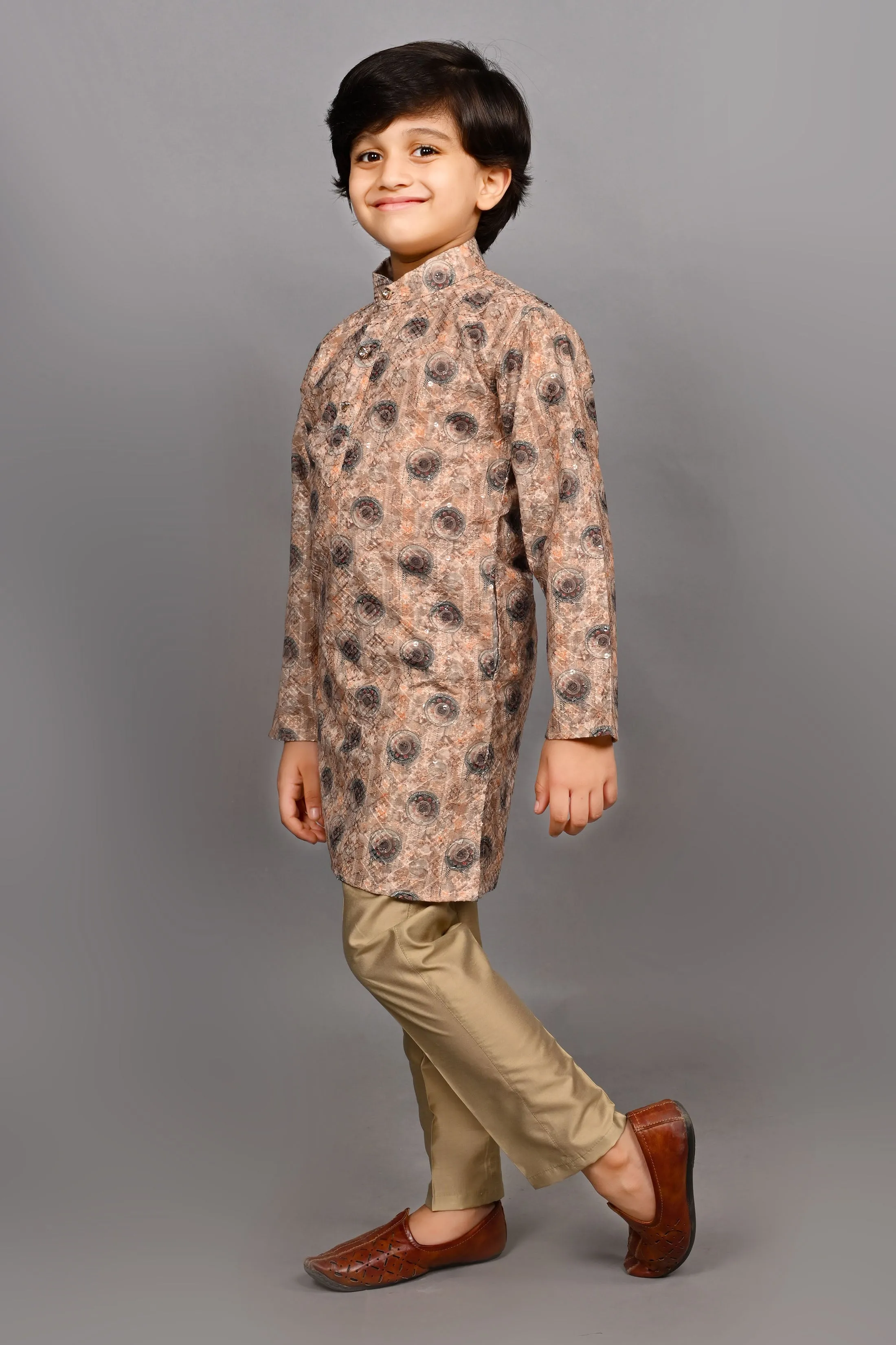 Ahhaaaa Kids Ethnic Cotton Printed Kurta Pajama Set for Boys