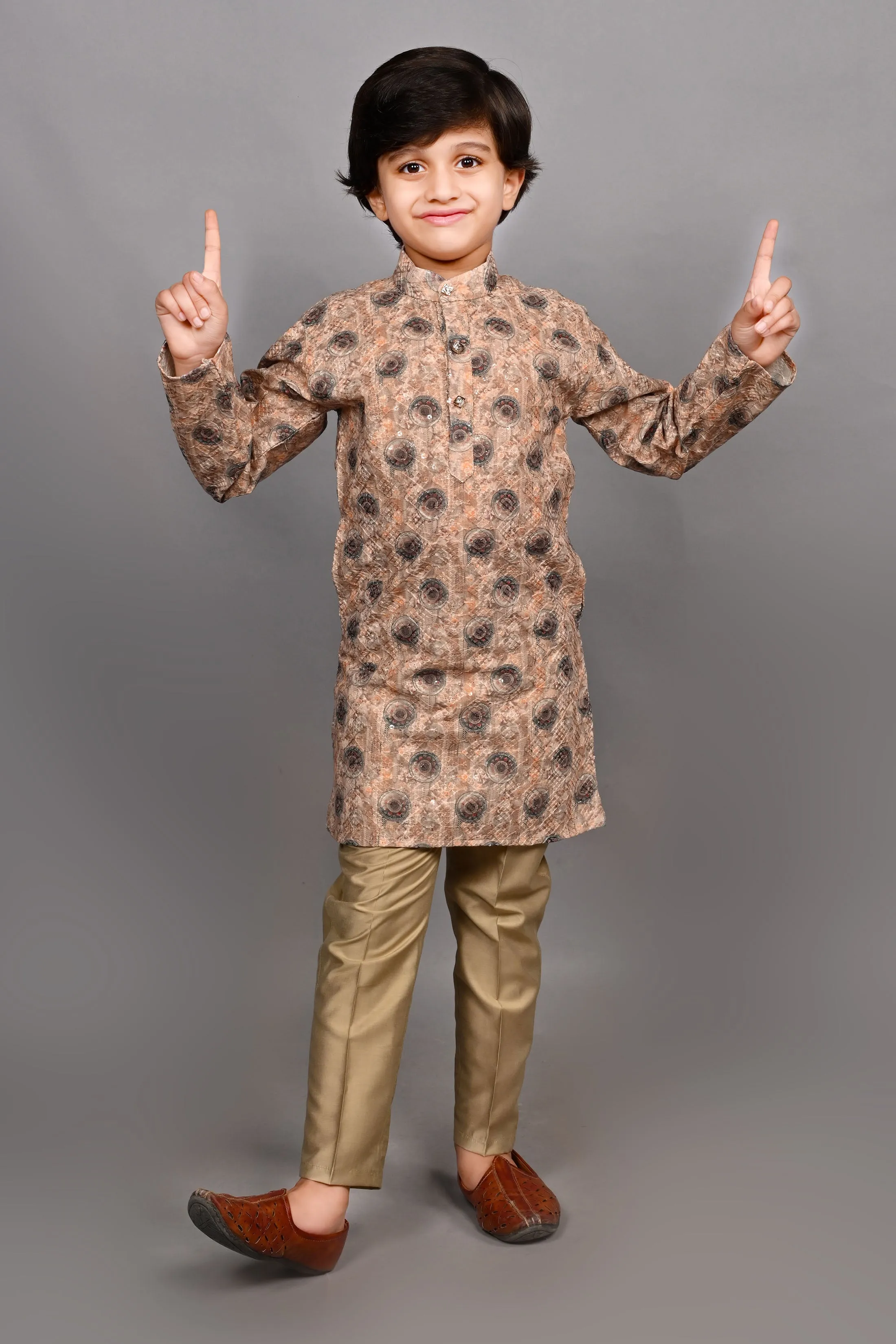 Ahhaaaa Kids Ethnic Cotton Printed Kurta Pajama Set for Boys