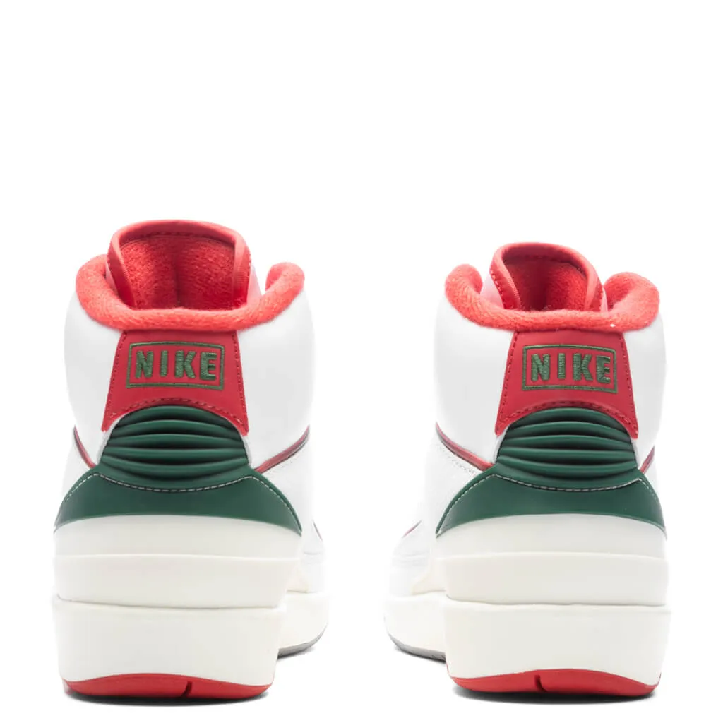 Air Jordan 2 Retro (GS) 'Italy' - White/Fire Red/Fir