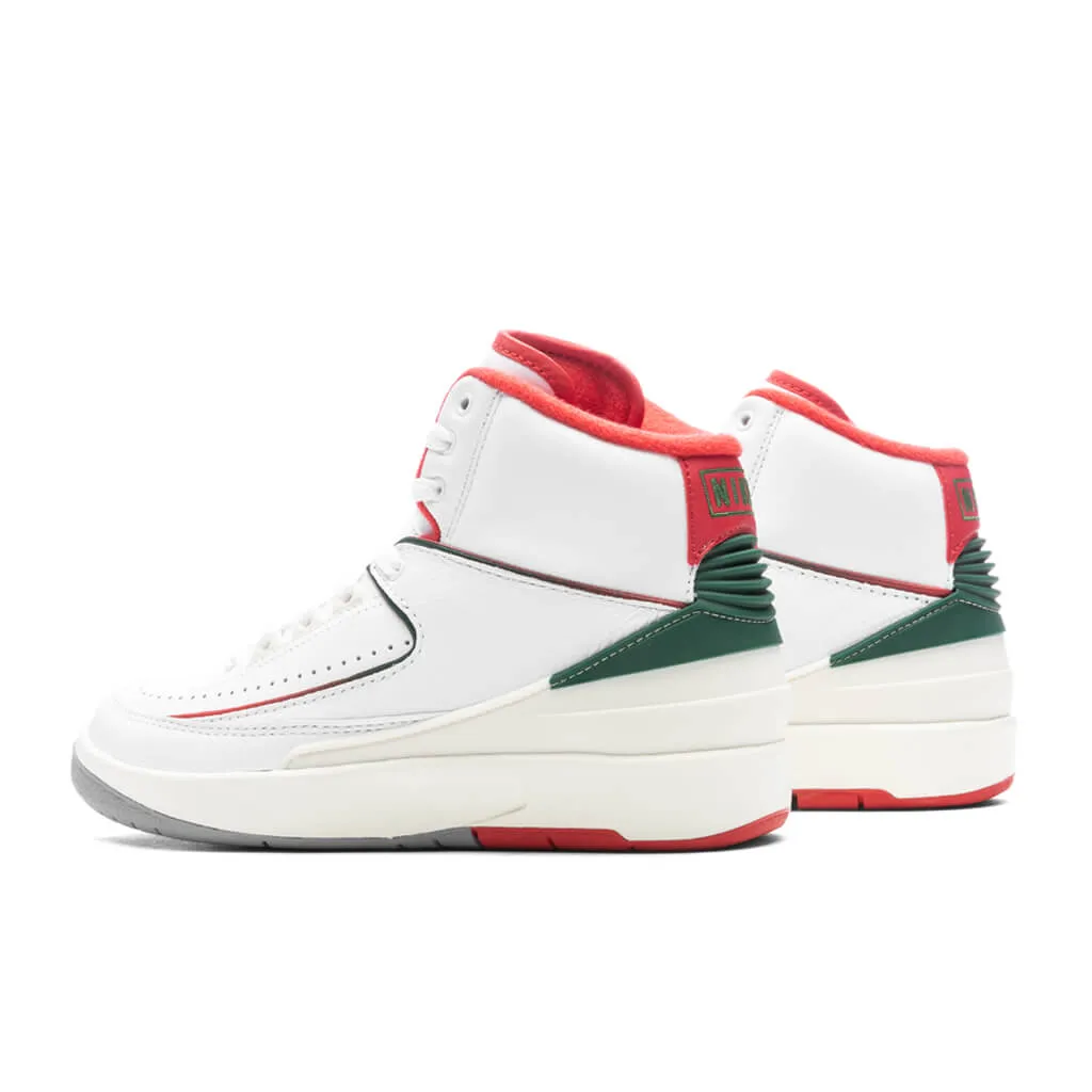 Air Jordan 2 Retro (GS) 'Italy' - White/Fire Red/Fir