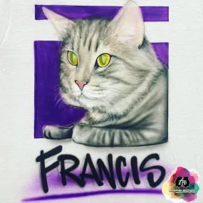 Airbrush Pet Portrait With Purple Frame Design