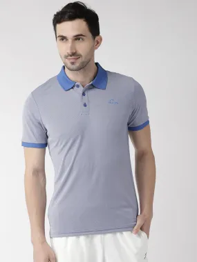 Alcis Men Blue Self Design Polo Collar T-shirt