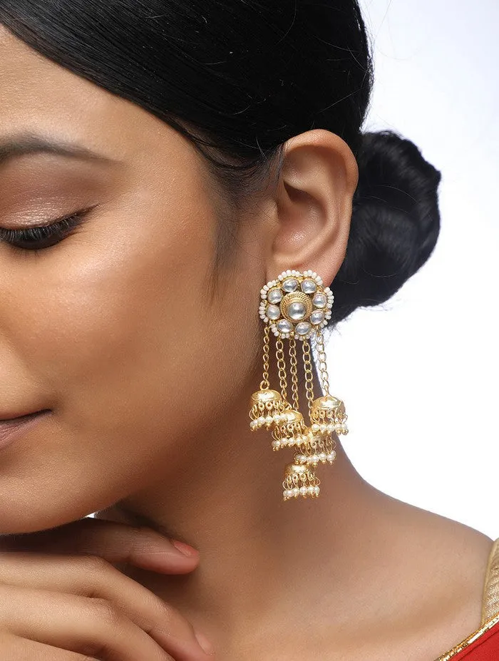 Alloy Large Dangle Earrings in Gold