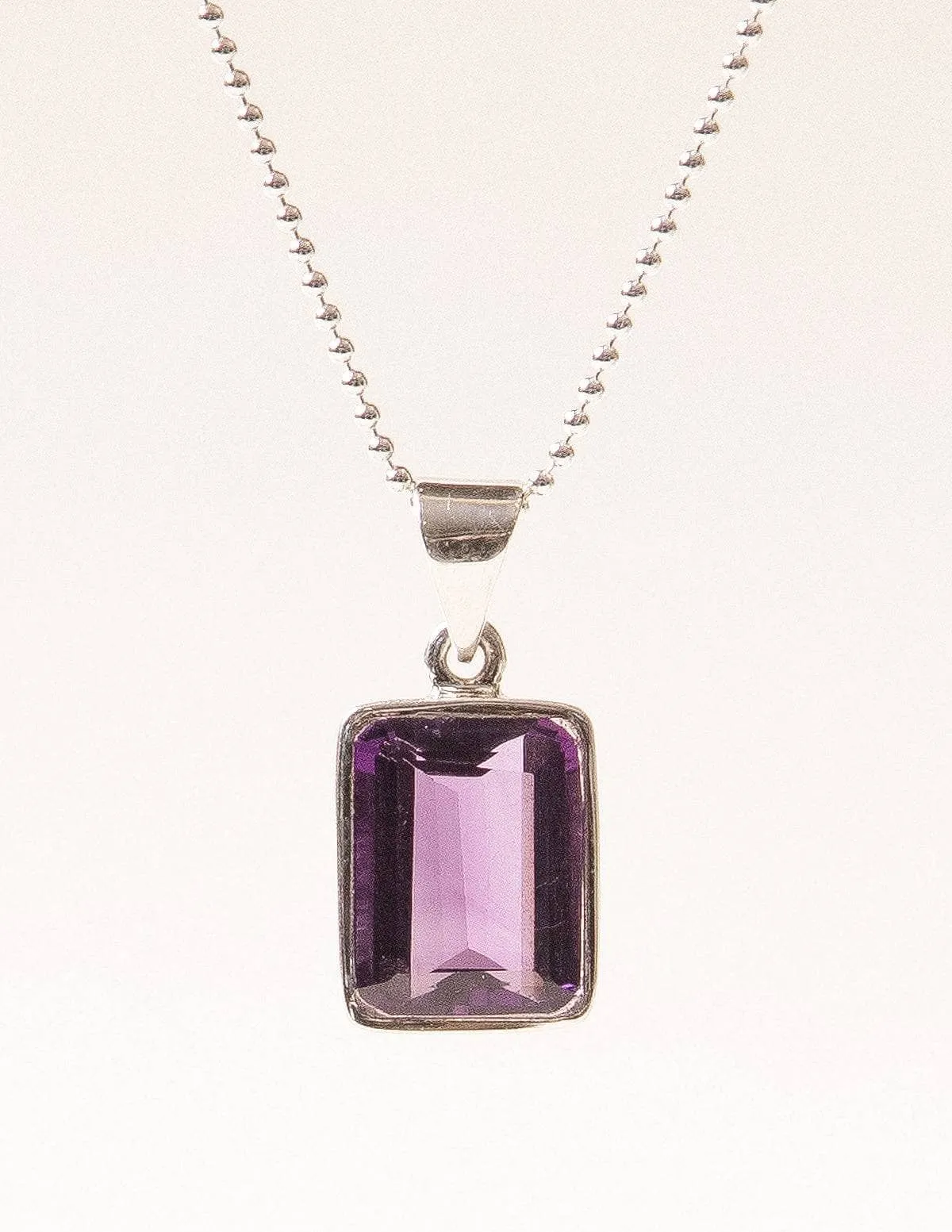 Amethyst Gemstone Mini Pendant - 24 Inch Adjustable Chain