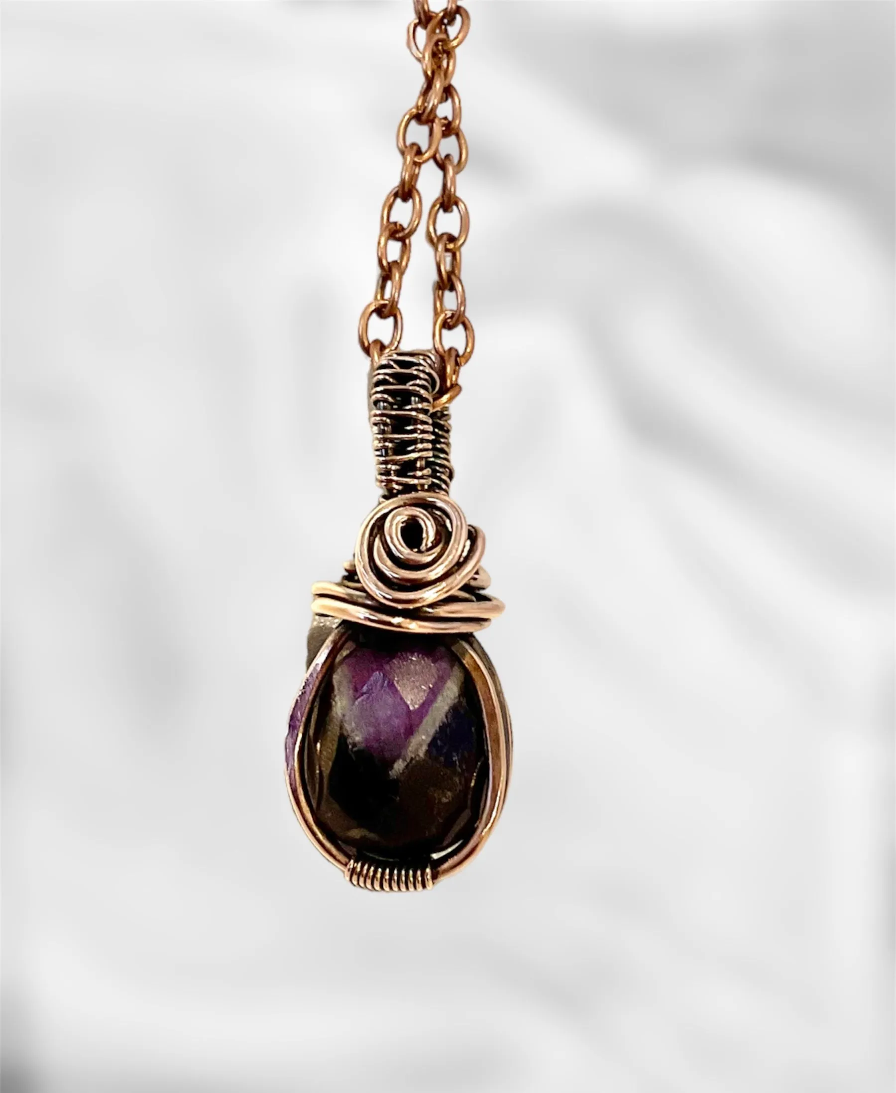 Amethyst Wire Wrapped Faceted Pendant