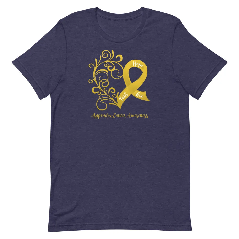 Appendix Cancer Awareness Heart T-Shirt (Several Colors Available)