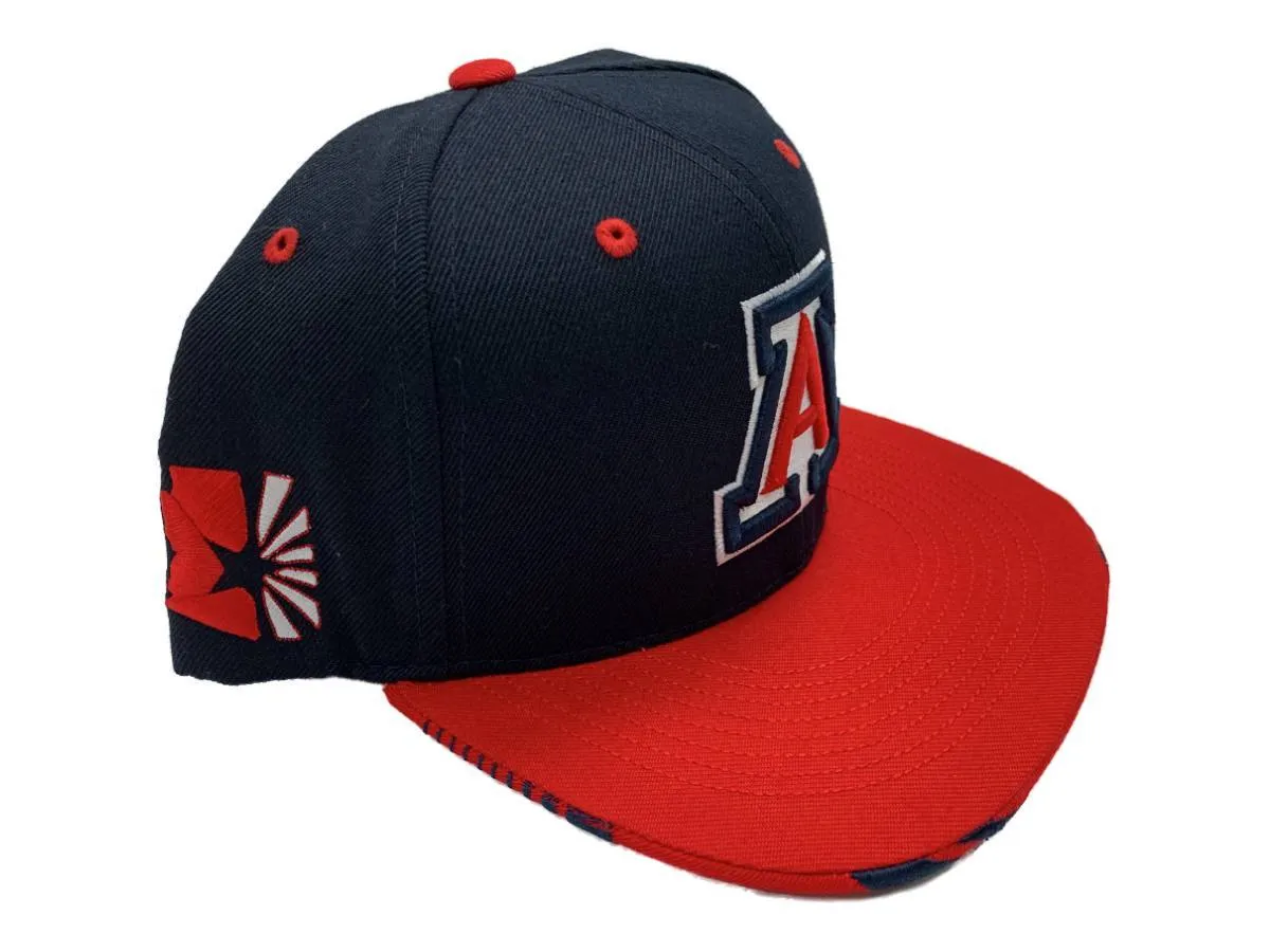 Arizona Wildcats Zephyr Navy & Red Structured Snapback Flat Bill Hat Cap