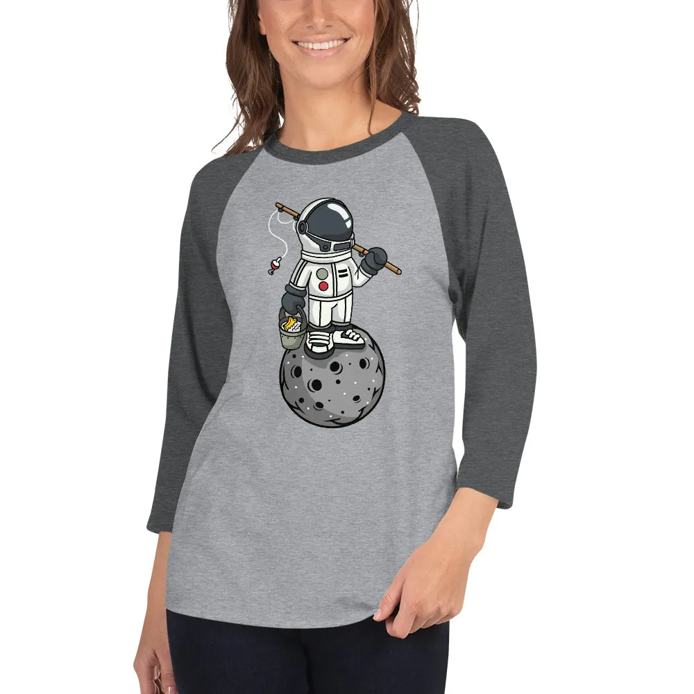 Astronaut | Fishing | Moon | Pop Art | Unisex | 3/4 Sleeve | Raglan T-Shirt