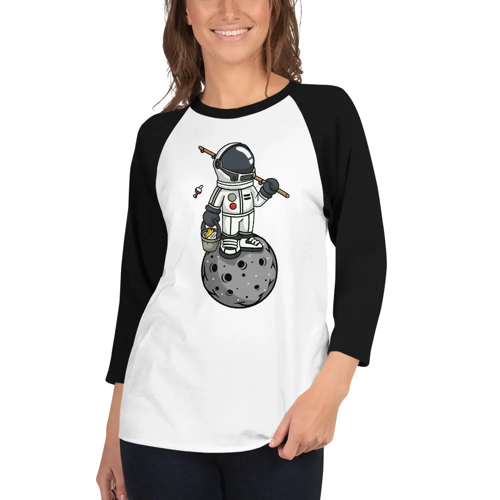 Astronaut | Fishing | Moon | Pop Art | Unisex | 3/4 Sleeve | Raglan T-Shirt