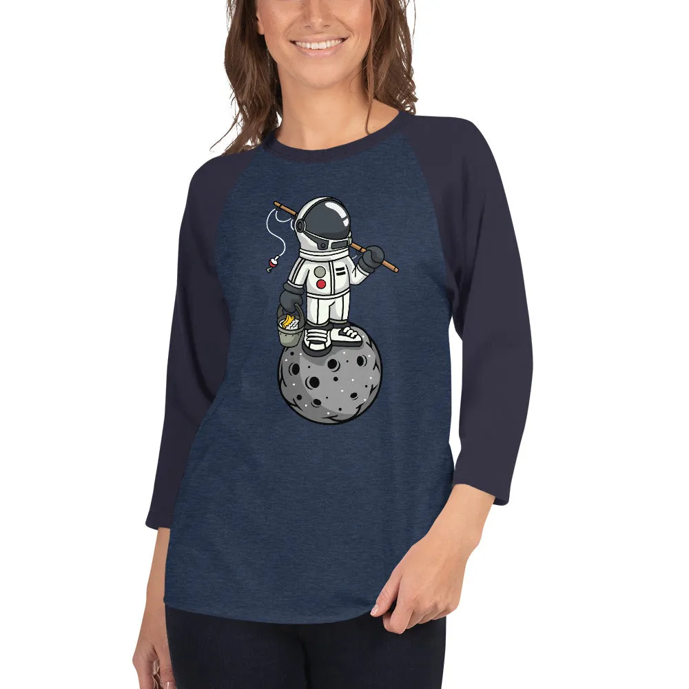 Astronaut | Fishing | Moon | Pop Art | Unisex | 3/4 Sleeve | Raglan T-Shirt