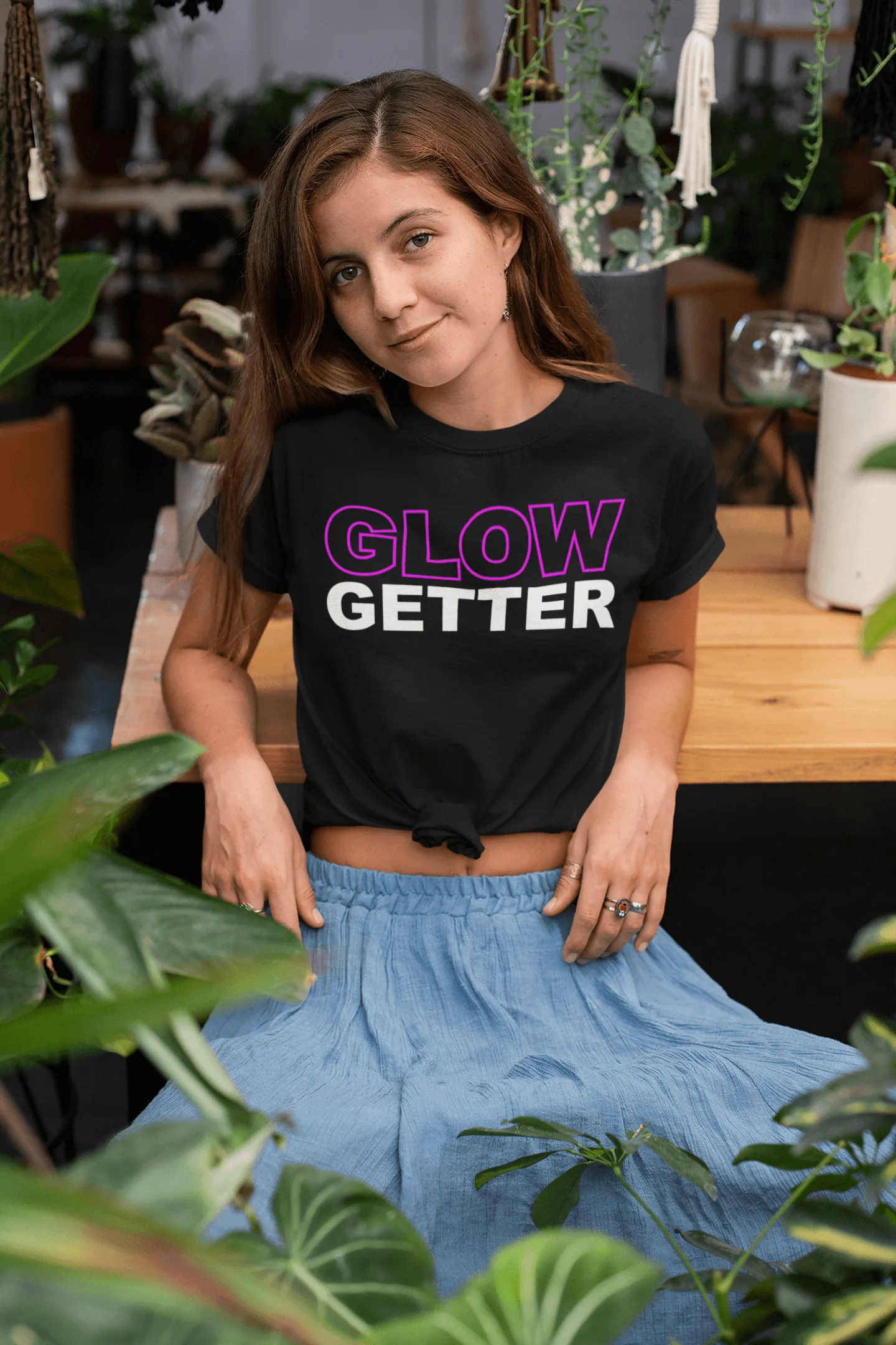 *Awesome New Release* Glow Getter T shirt - Green and White