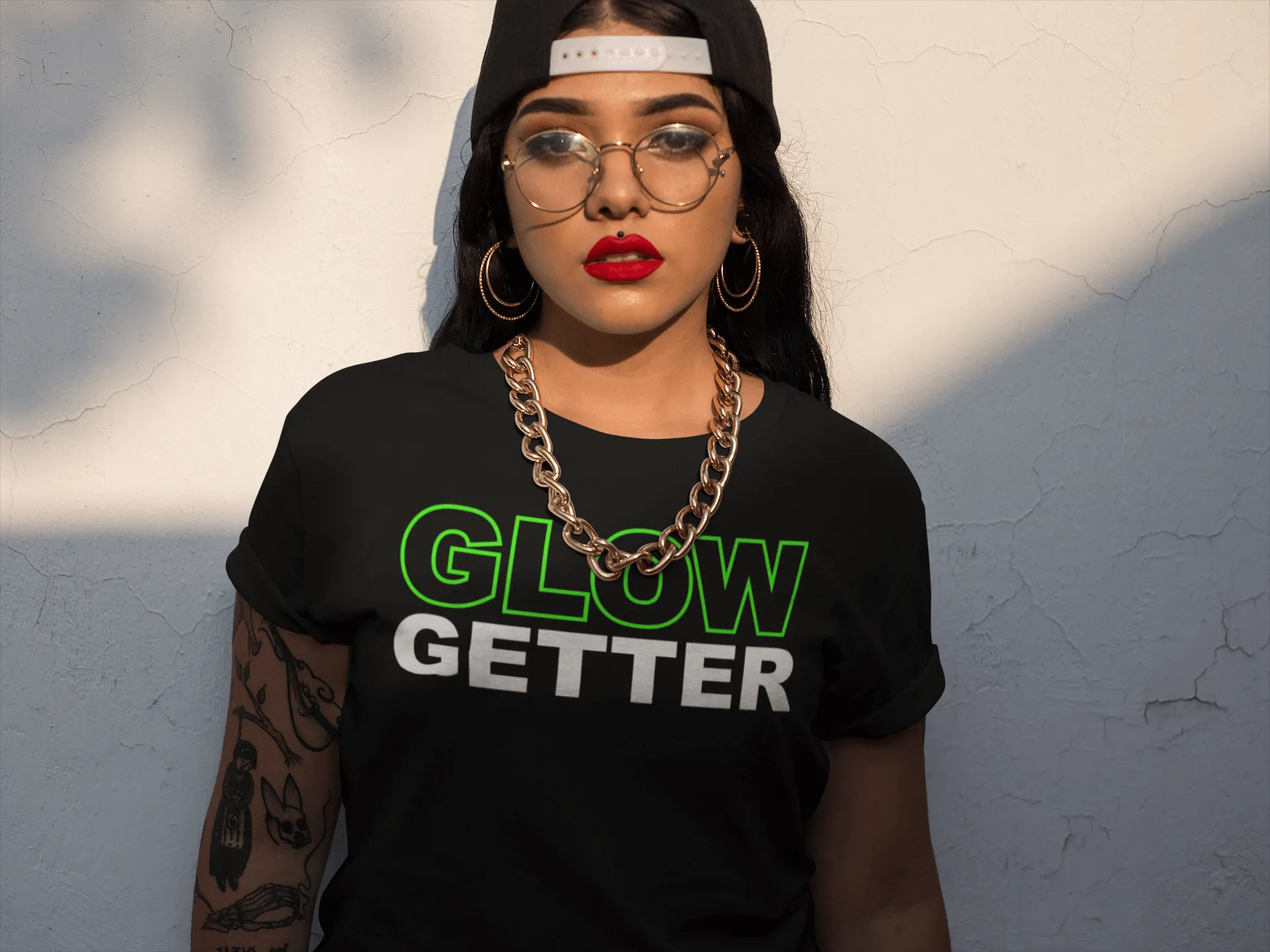 *Awesome New Release* Glow Getter T shirt - Green and White