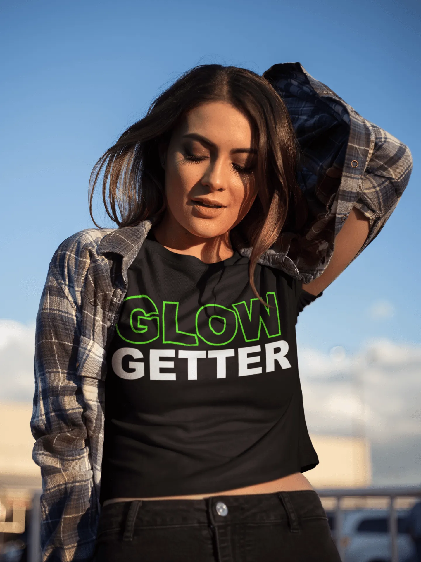 *Awesome New Release* Glow Getter T shirt - Green and White