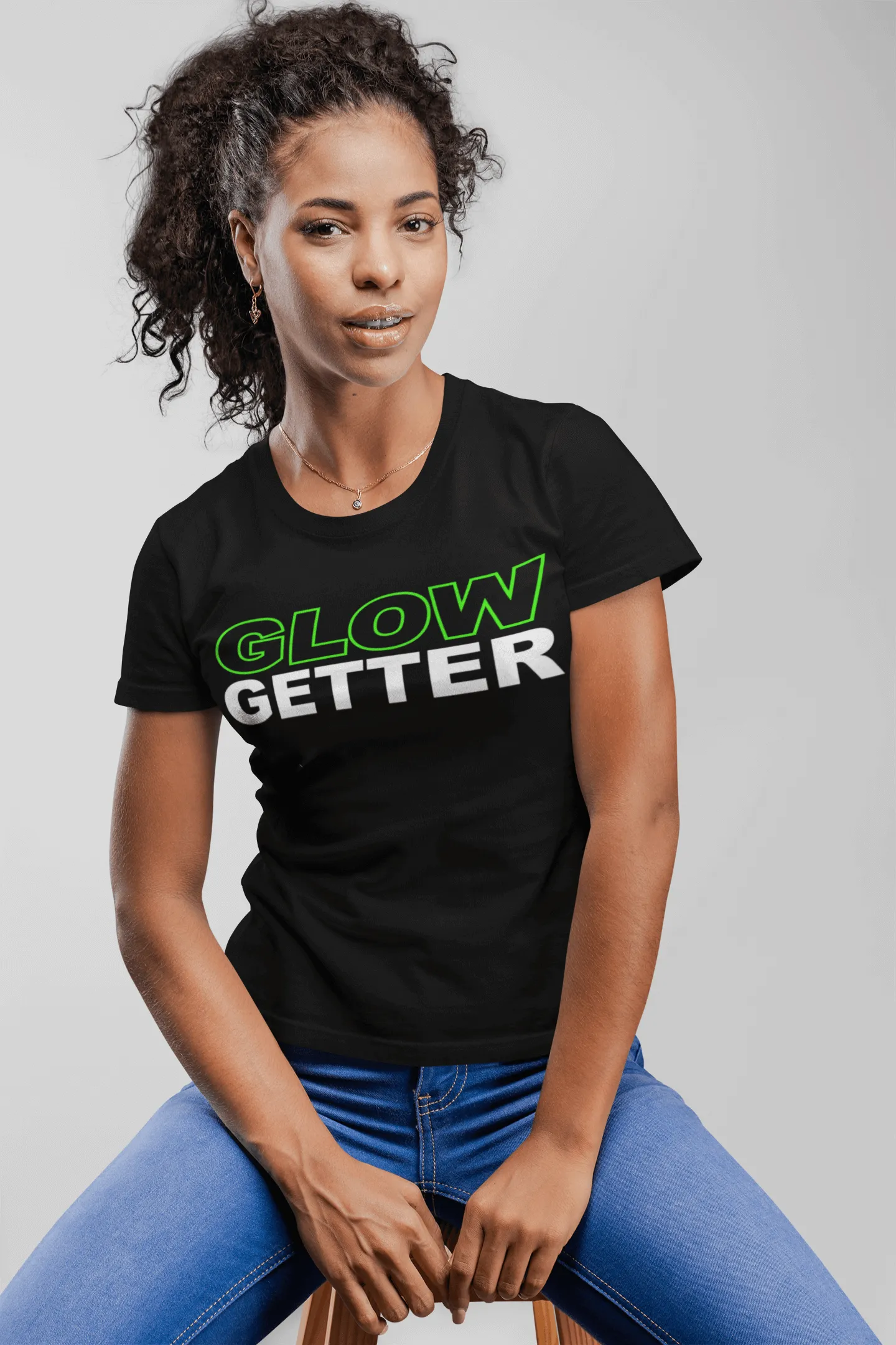 *Awesome New Release* Glow Getter T shirt - Green and White