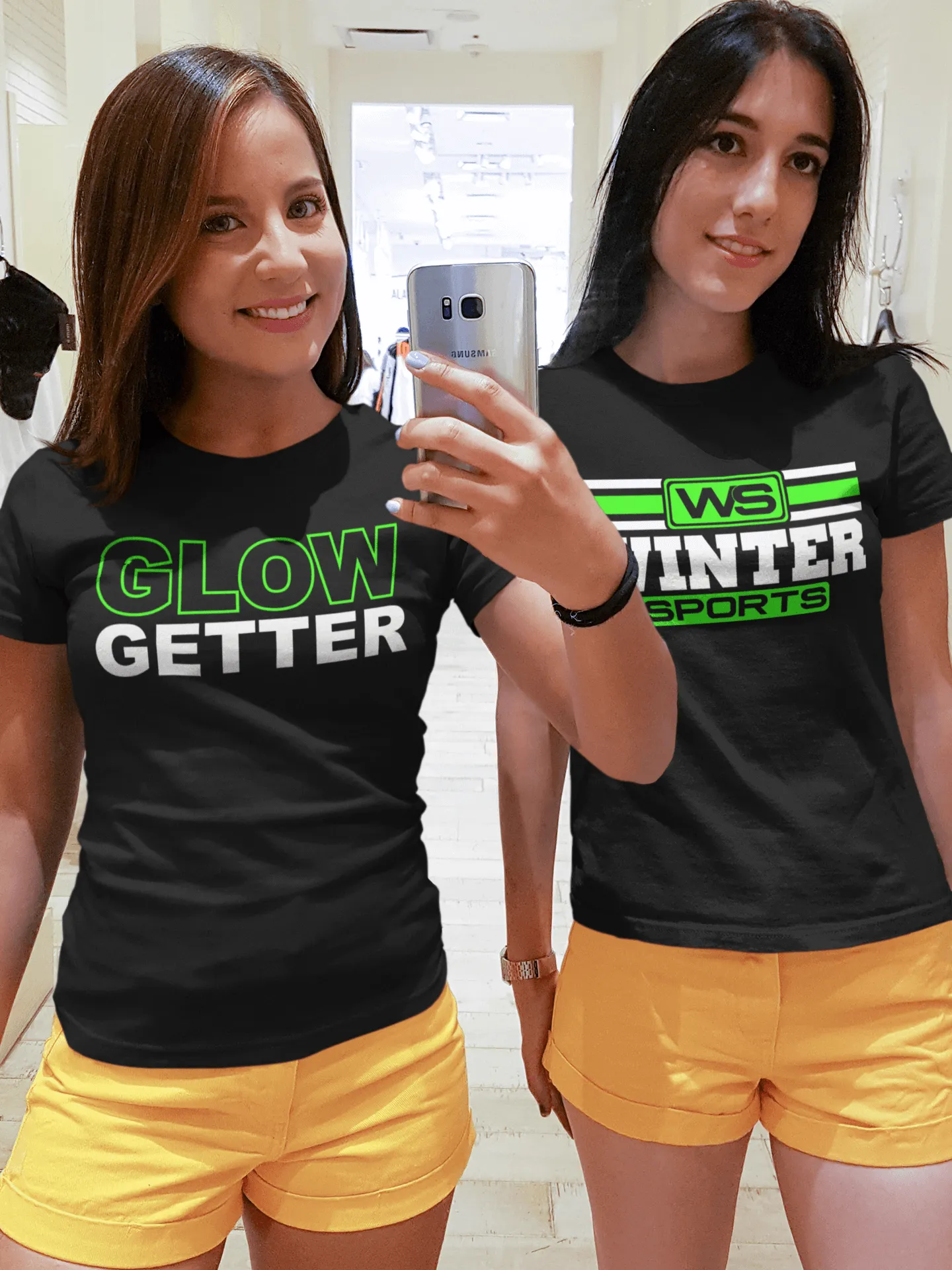 *Awesome New Release* Glow Getter T shirt - Green and White