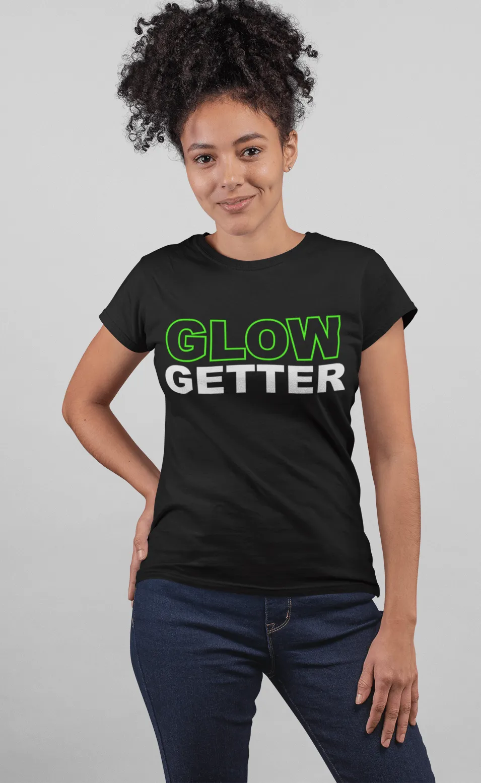 *Awesome New Release* Glow Getter T shirt - Green and White