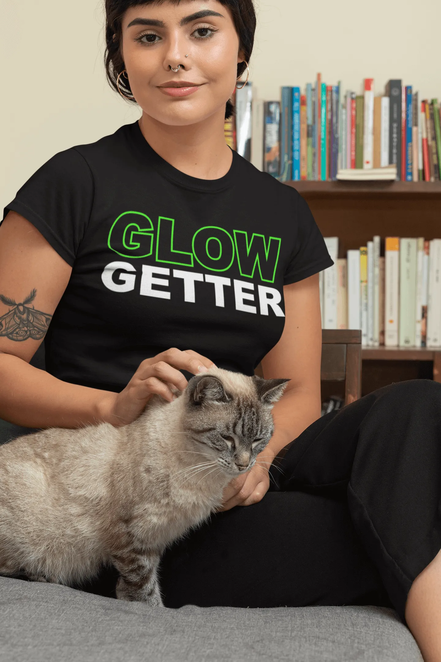 *Awesome New Release* Glow Getter T shirt - Green and White