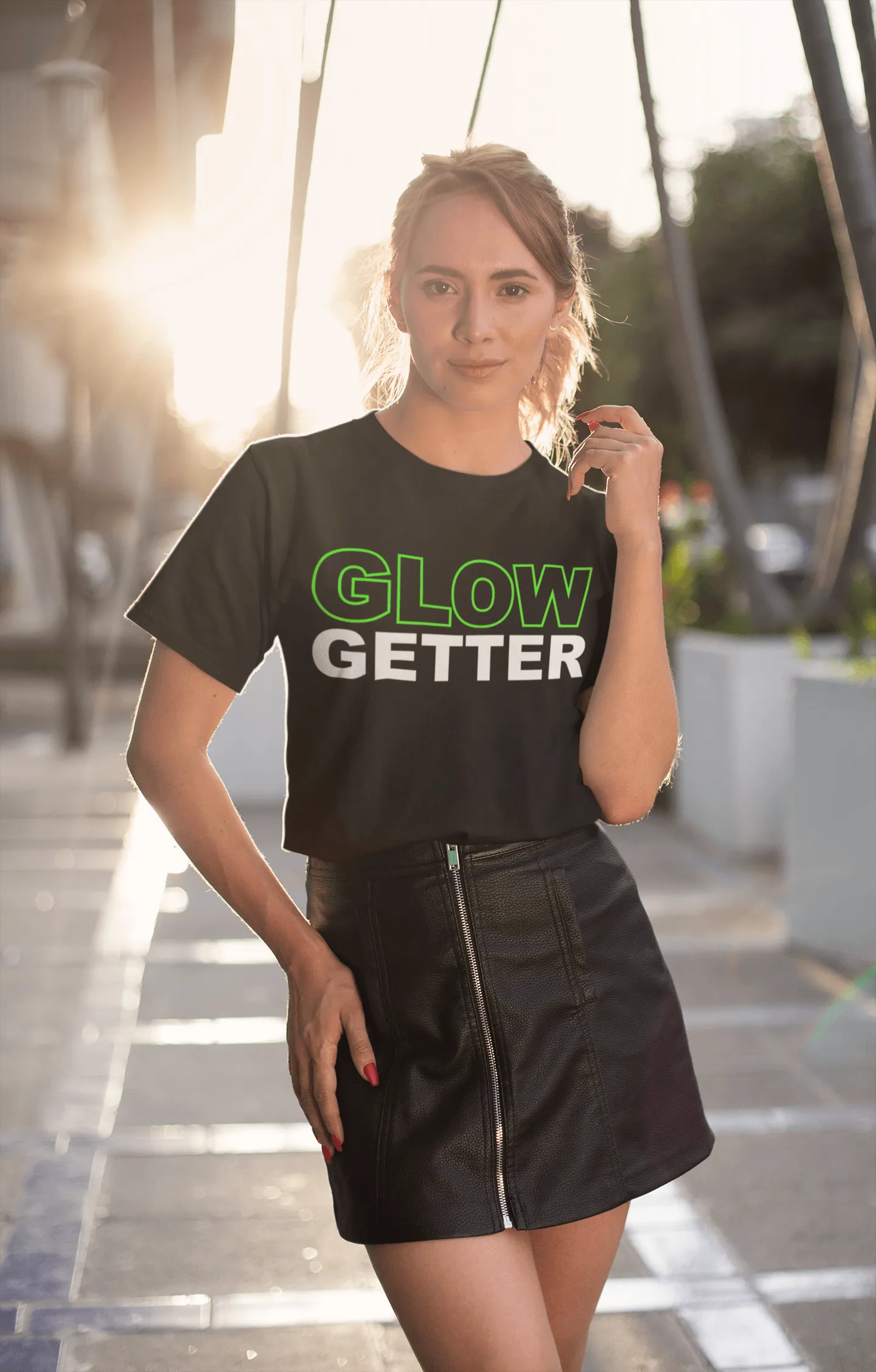 *Awesome New Release* Glow Getter T shirt - Green and White