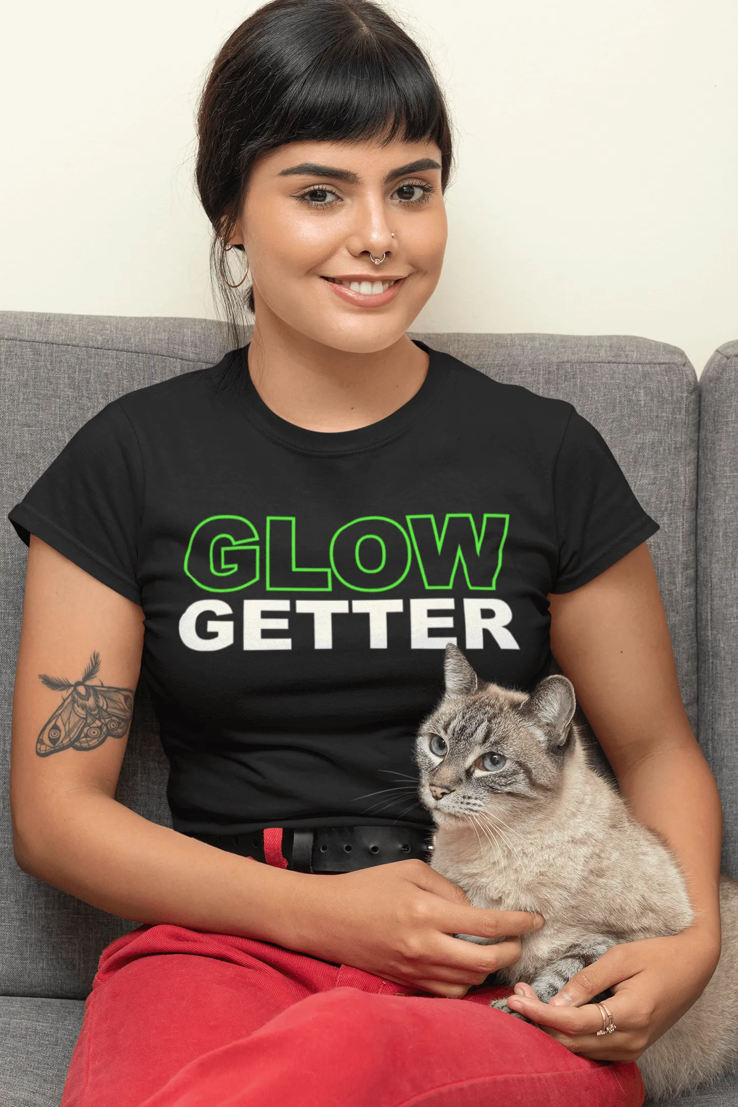 *Awesome New Release* Glow Getter T shirt - Green and White