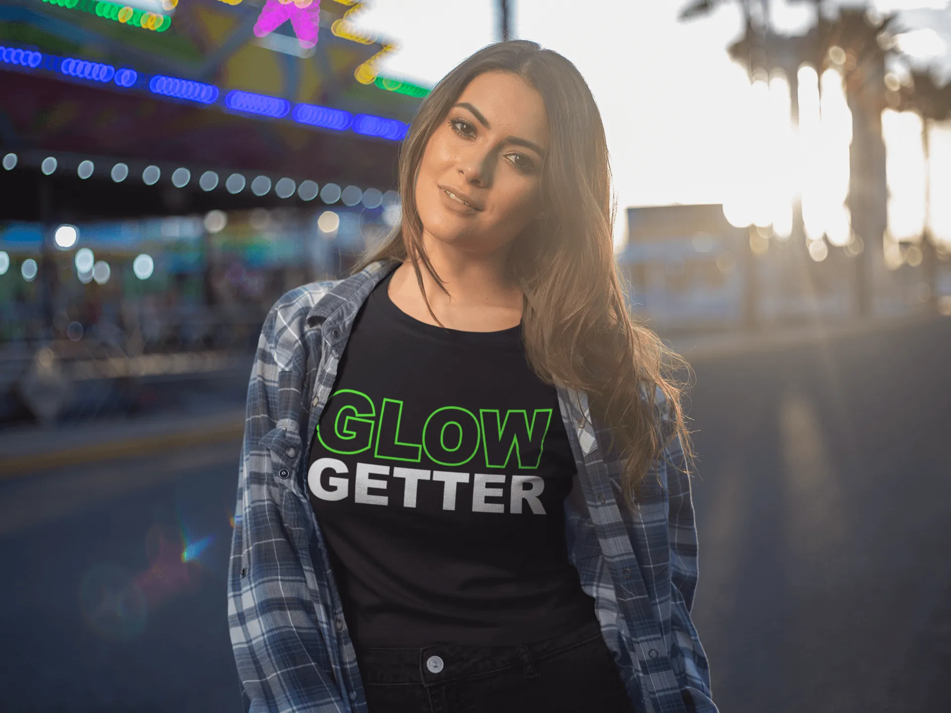 *Awesome New Release* Glow Getter T shirt - Green and White