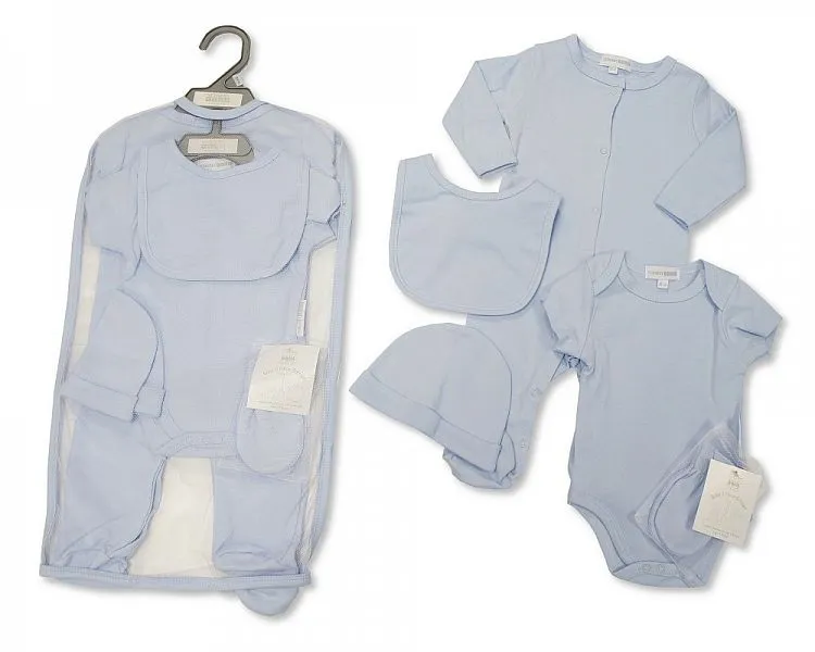 Baby 5 pcs Gift Set in Mesh Bag - Plain Sky (0-3 Months) Gp-25-1048