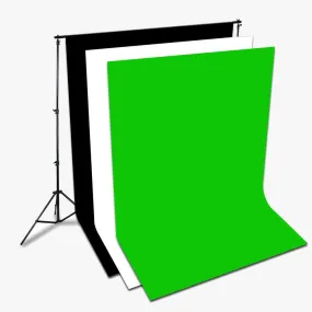 Backdrop Stand and Triple Colour Muslin Cotton Backdrop Kit