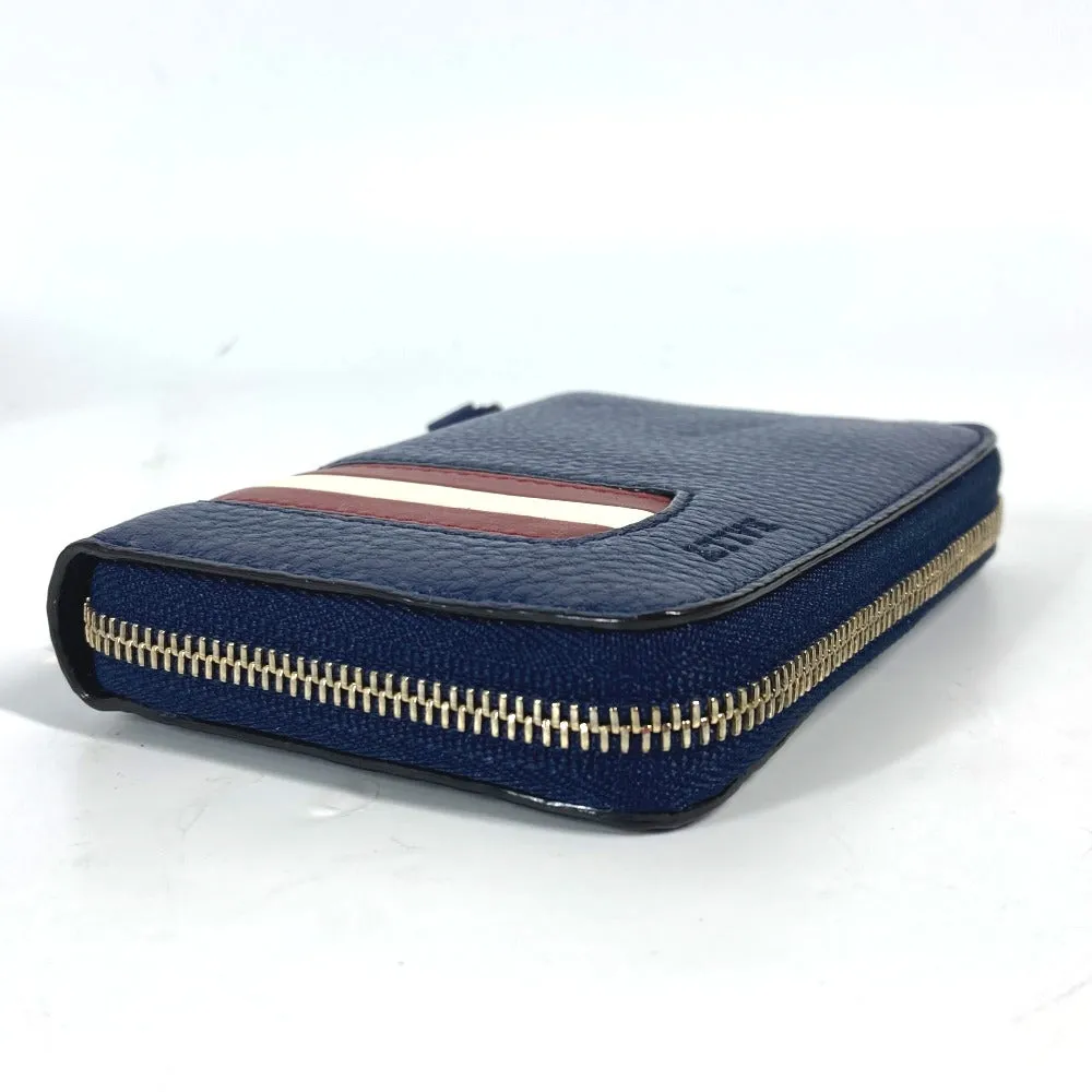 BALLY Coin case MORRIN leather blue logo Wallet Coin Pocket mens Used Authentic