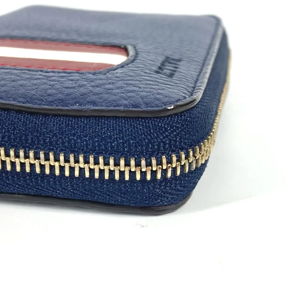 BALLY Coin case MORRIN leather blue logo Wallet Coin Pocket mens Used Authentic