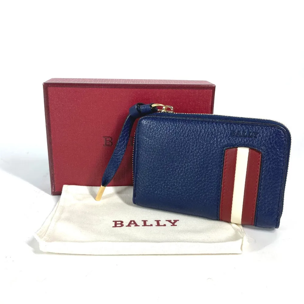 BALLY Coin case MORRIN leather blue logo Wallet Coin Pocket mens Used Authentic