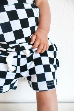 BAMBOO JOGGER SHORTS- B W Check **