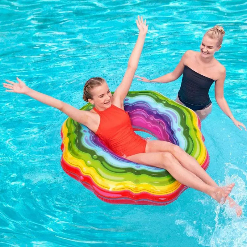 Bestway Rainbow 115Cm Swimming Wheel - Colourful