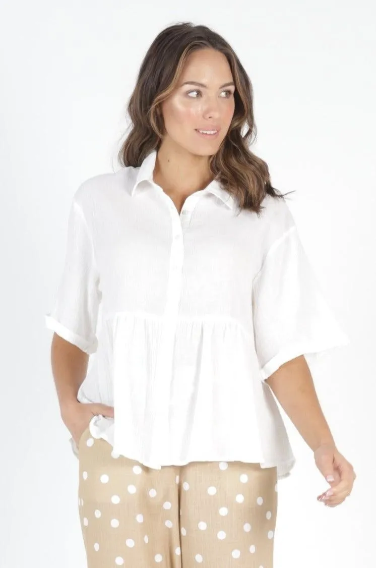 Betty Basics Ross Cotton Shirt in White