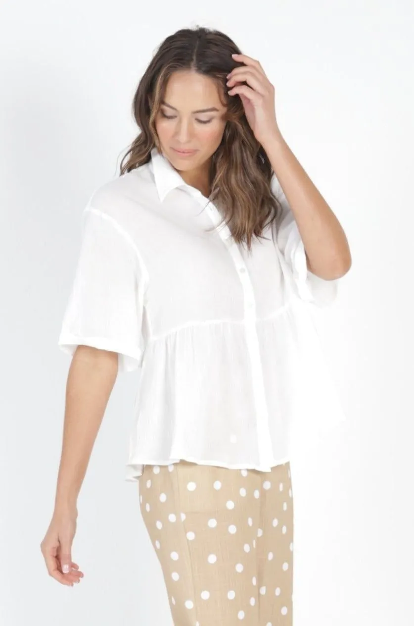 Betty Basics Ross Cotton Shirt in White