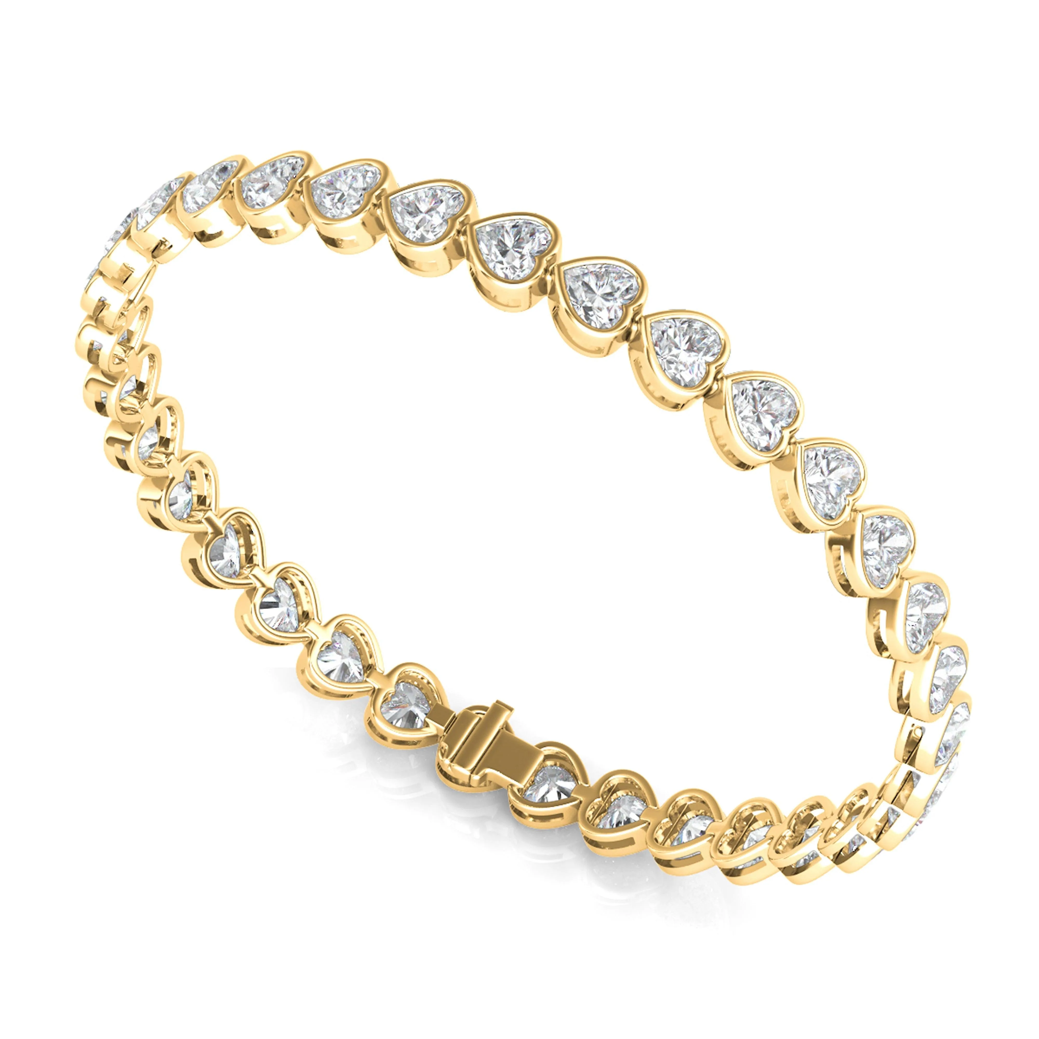 Bezel-Set Heart Diamond Bracelet