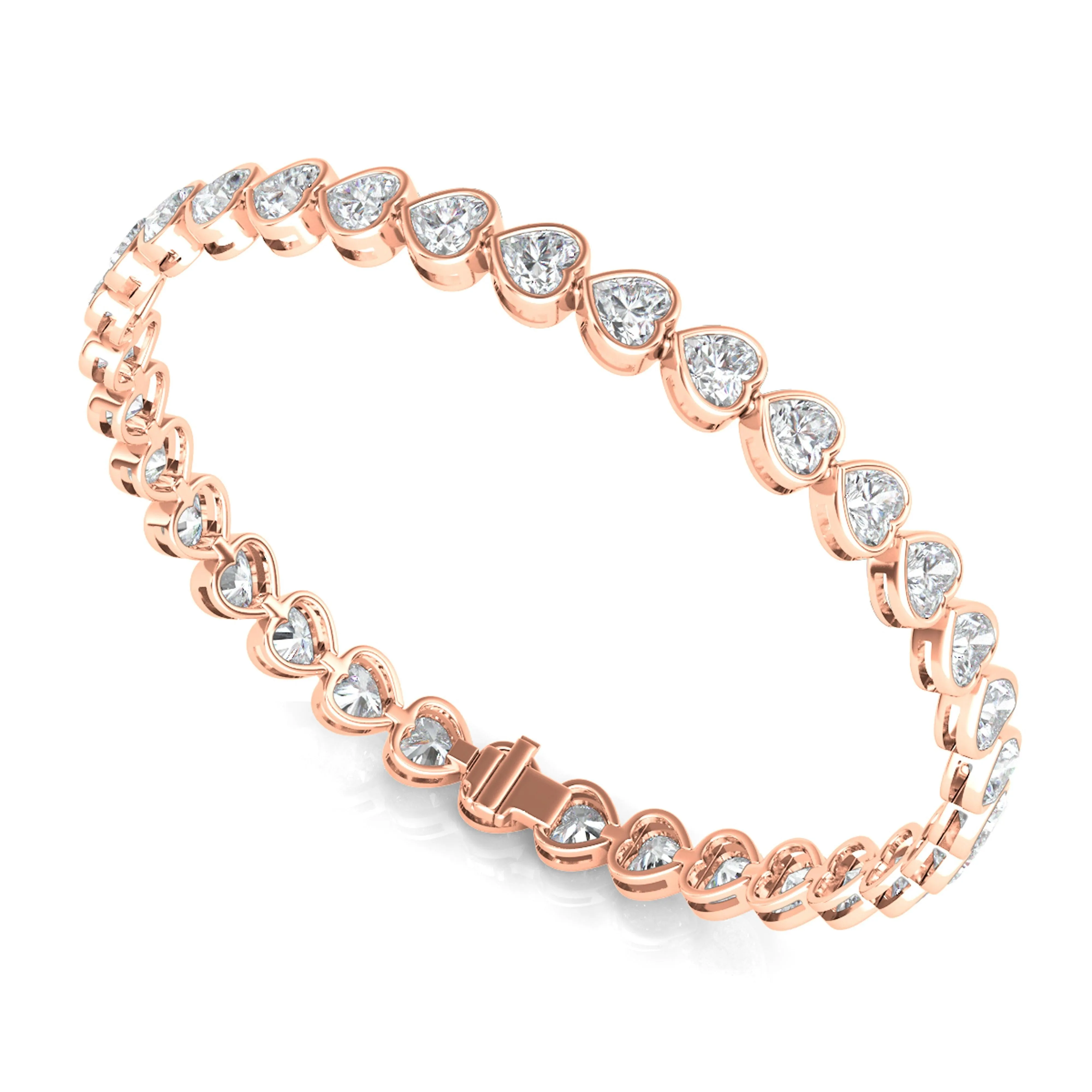 Bezel-Set Heart Diamond Bracelet