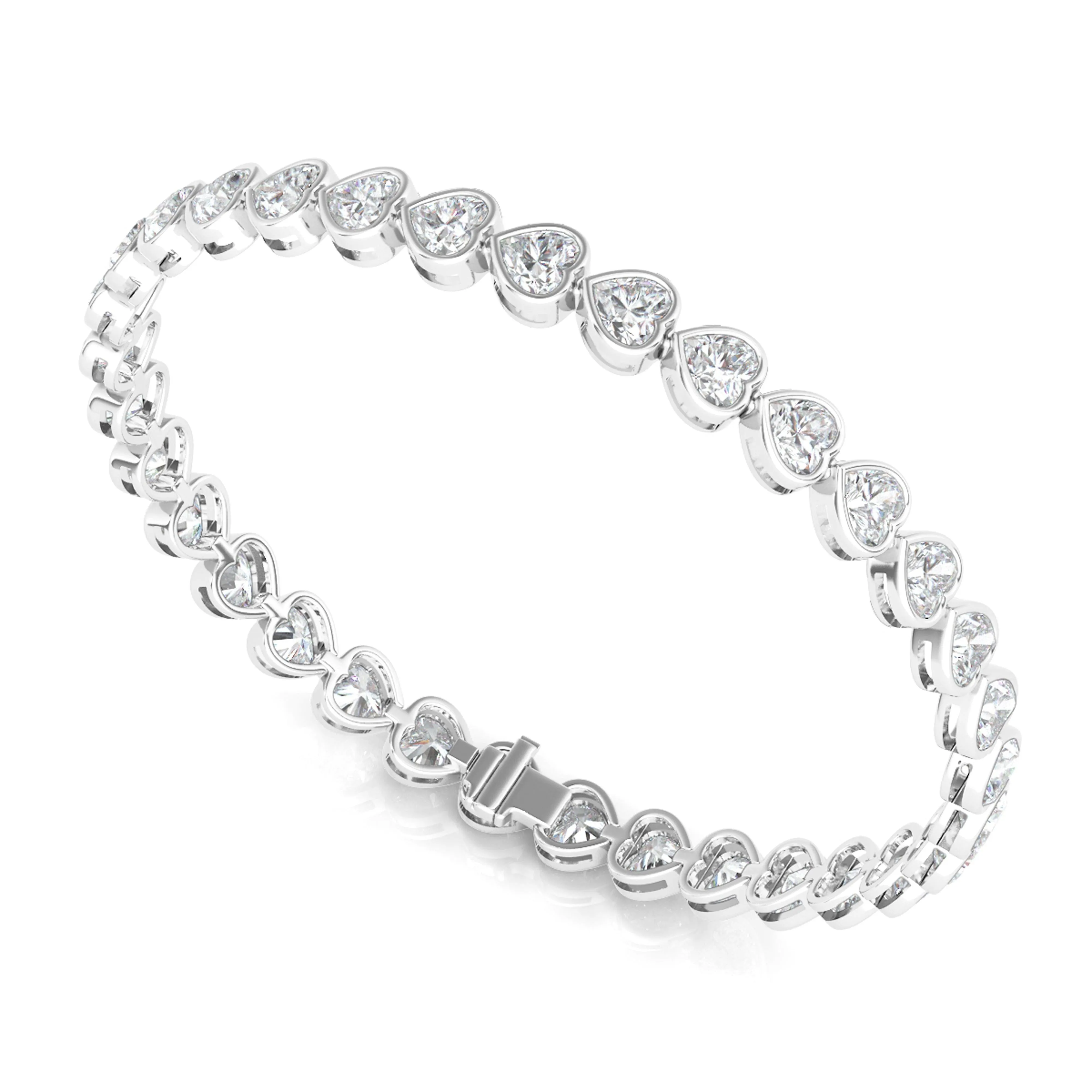 Bezel-Set Heart Diamond Bracelet