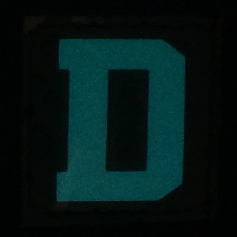 BIG LETTER D PATCH - BLUE GLOW IN THE DARK