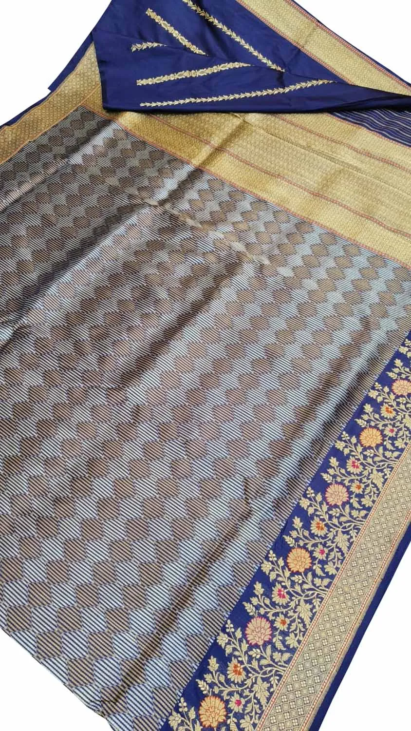 Blue Banarasi Pure Katan Silk Handloom Saree